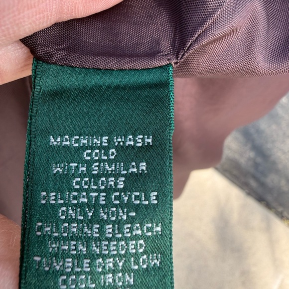 Belted Ralph Lauren Sz L Brown Polished Satiny Corduroy Trim Coat Jacket - Picture 12 of 12